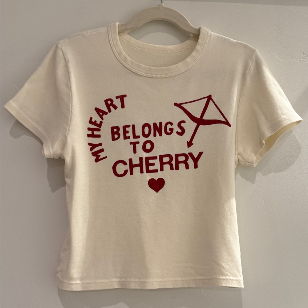 Cherry Los Angeles cream baby Tee with Red Print